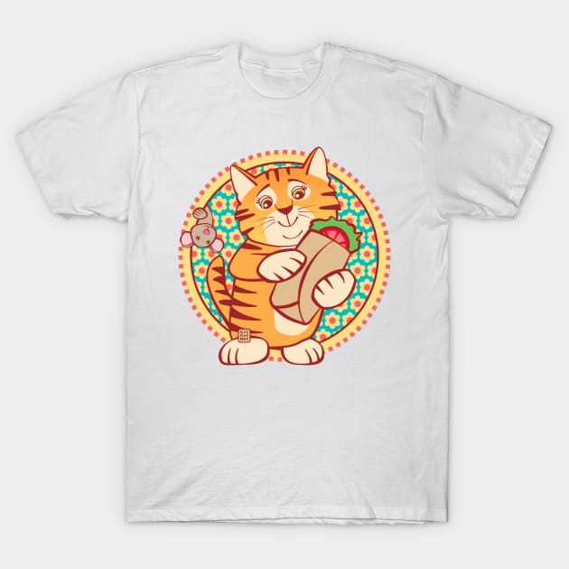 Burrito Cat and Mouse T-Shirt by Sue Cervenka